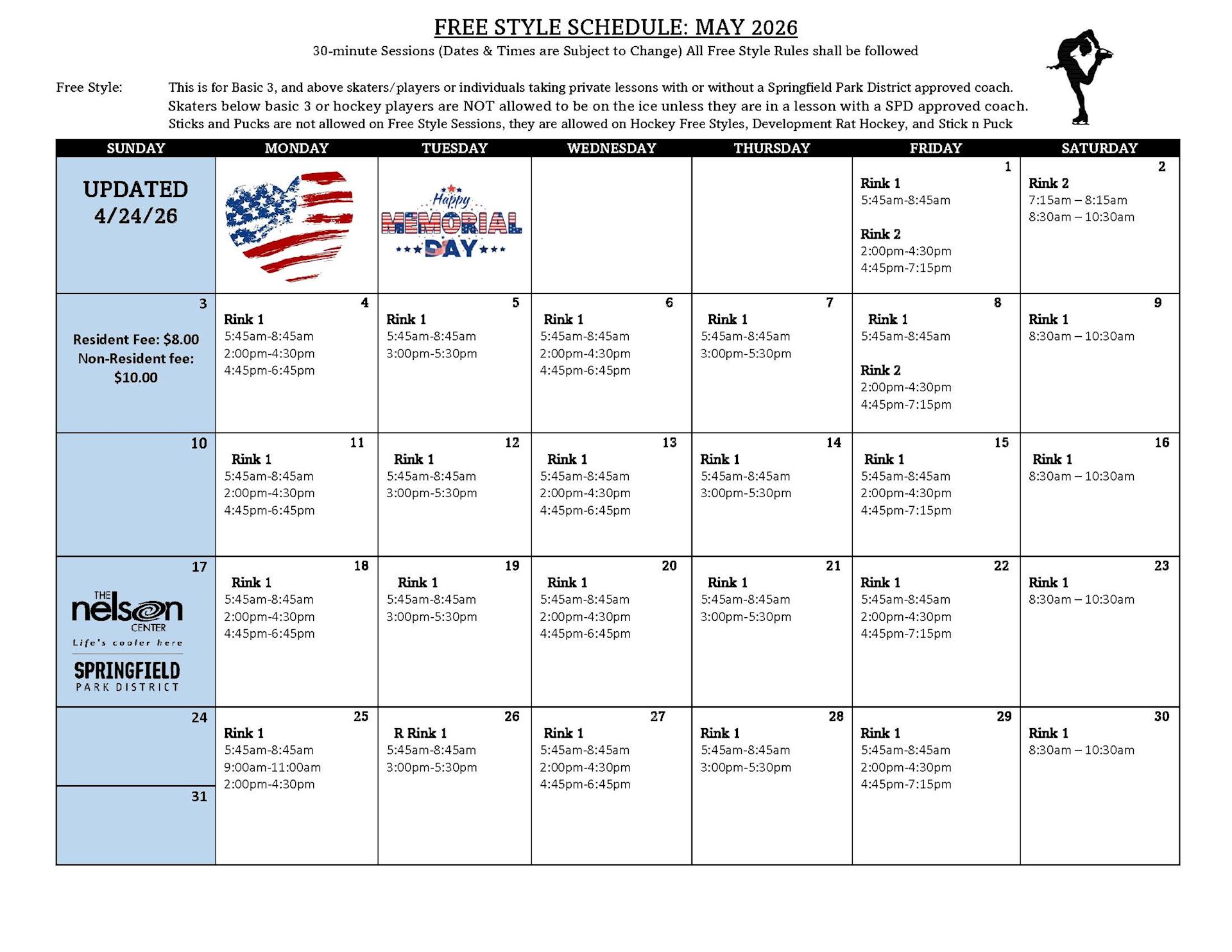 May Freestyle Schedule